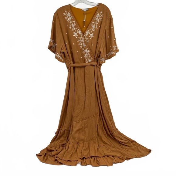 Baltic Born Dresses & Skirts - Baltic Born Tan Maxi Dress | Plus 3X Embroidered Synthetic